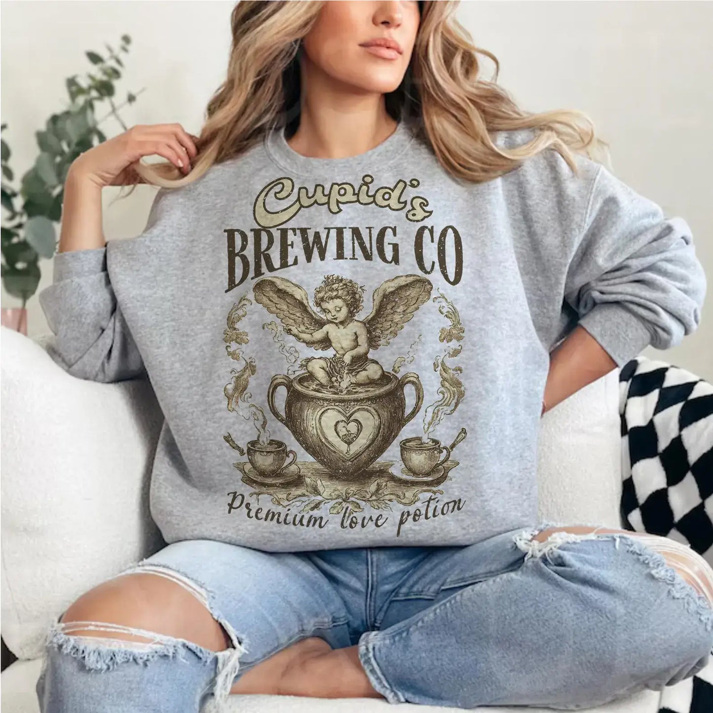 Cupids Brewing Company Valentine Sweatshirts & Tees  : Sand / L / Sweatshirt