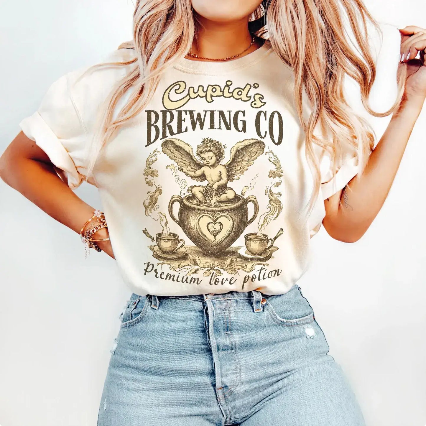 Cupids Brewing Company Valentine Sweatshirts & Tees  : Sand / L / Sweatshirt